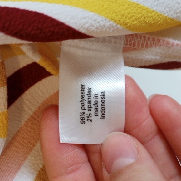 Lane Bryant Womens Peplum Top Sz 24 Short Sleeve V-Neck Smock Waist Stripe Pink - Picture 4 of 10